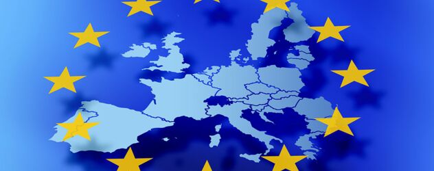 Übersichtskarte der Mitgliedstaaten der Europäischen Union auf der Flagge