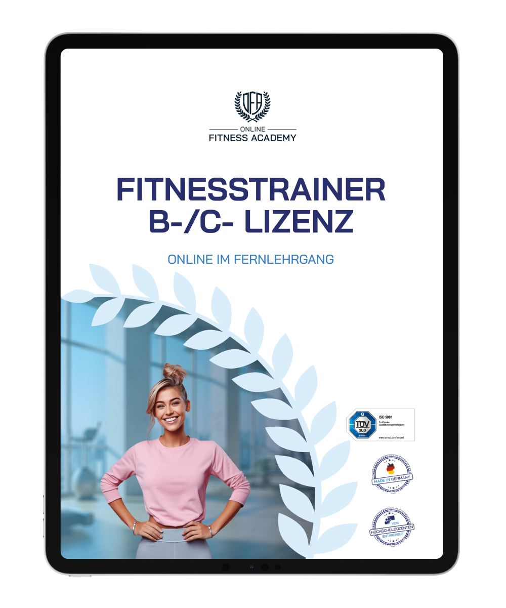 Informationsbroschüre Fitnesstrainer B- und C-Lizenz Online Ausbildung Mockup
